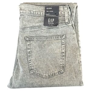 Gap Mid Rise Destructed  90’s Loose Fit denim jeans gray wash 31 / 12 NEW NWT